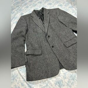 VINTAGE BARRINGTON Classic Grey Wool Herringbone Blazer, 42R